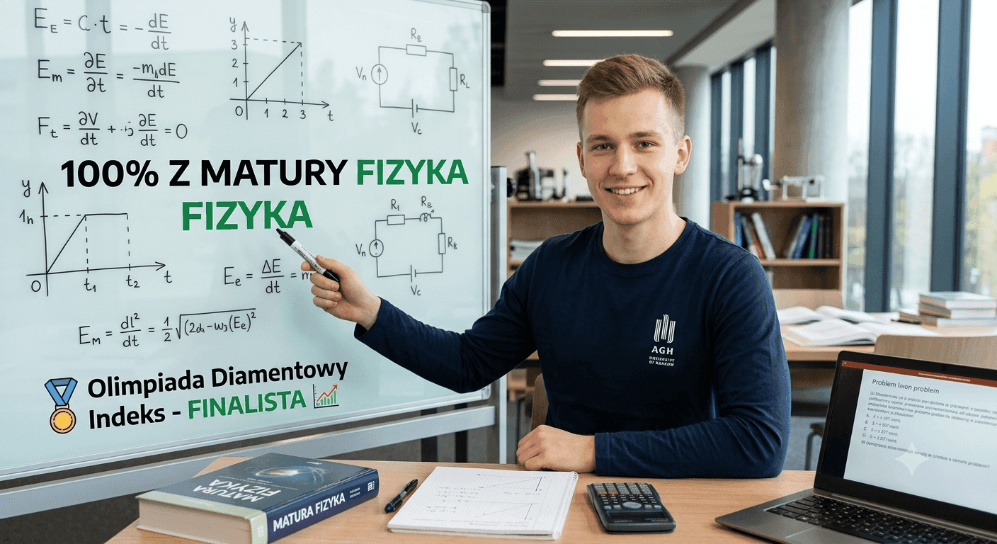 Fizyka Rozszerzona | 100% z matury | Finalista Olimpiady AGH — Korepetycje z fizyki w Krakowie