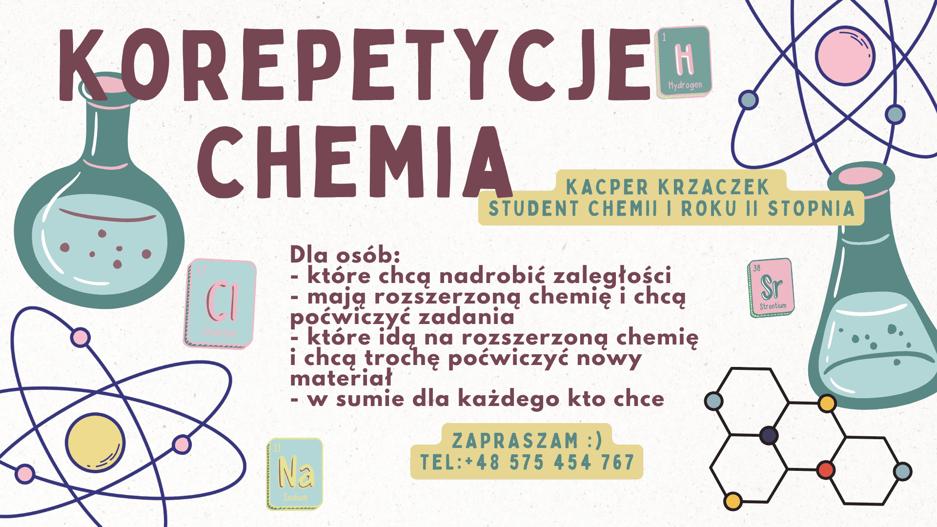Chemia zakres: podstawówka, liceum podstawa, liceum rozszerzenie, matura — Korepetycje Chemia Lublin