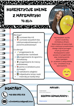 Matematyka - szkoła podstawowa (4-8), szkoła średnia (poziom podstawowy). — Korepetycje Matematyka online