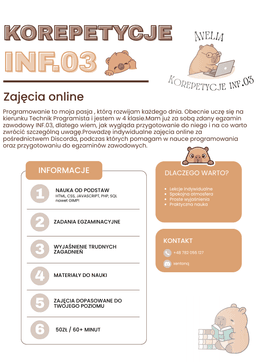 Korepetycje INF.03 EGZAMIN — Korepetycje Programowanie online