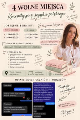 Korepetycje z języka polskiego z doświadczonym nauczycielem — Korepetycje Język polski Toruń